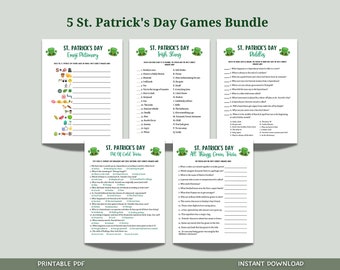 St Patrick's Day Game Bundle Printable, Fun Irish Games, St. Paddys Party Game, St. Pattys Games Kids & Adults, Classroom Games, Family Game