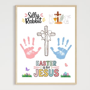 Easter Handprint Craft Printable, Christian DIY Religious Keepsake Art for Kids Sunday School Preschool Toddler Newborn Footprint Activity
