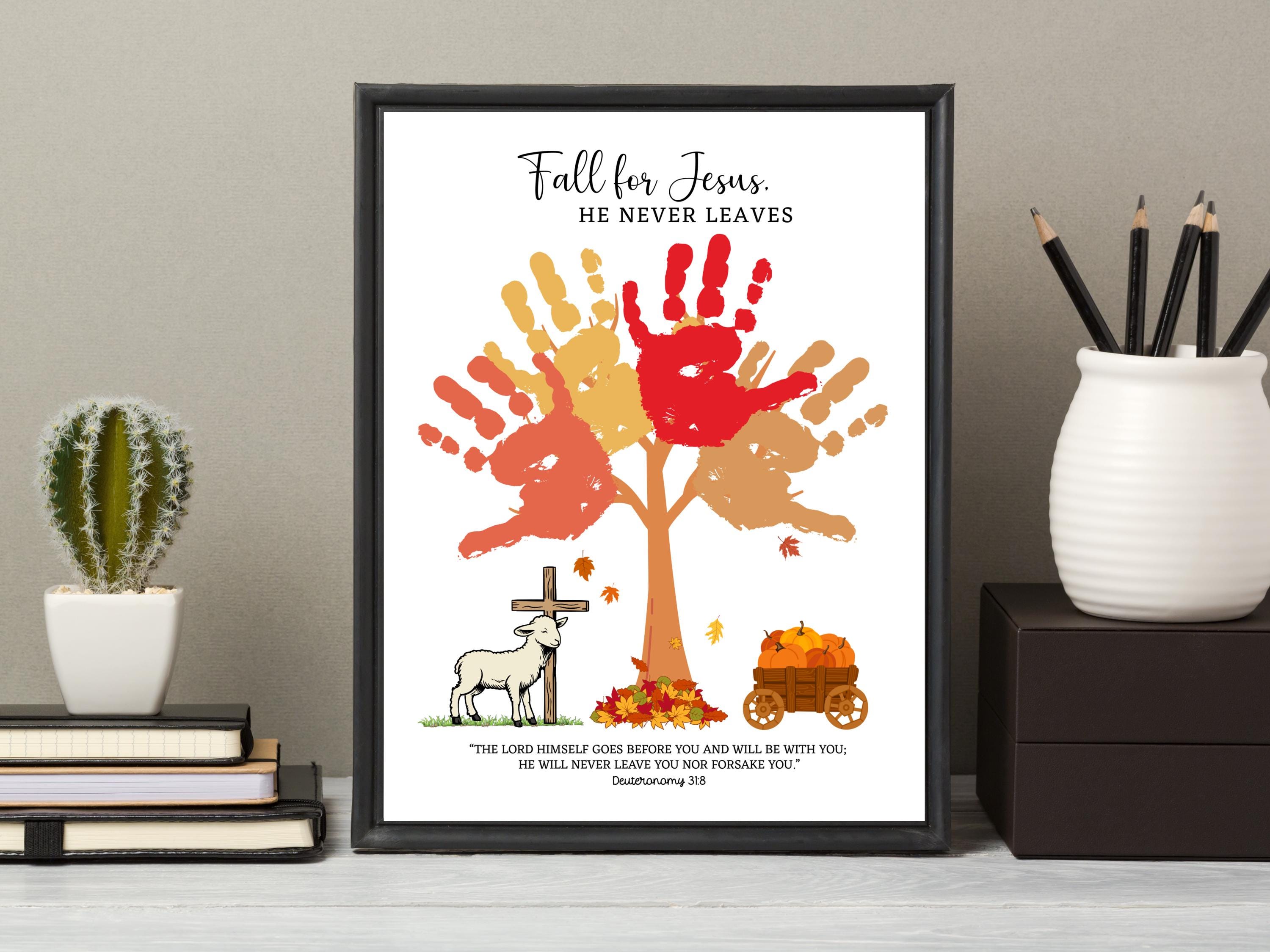 Fall for Jesus Christian Handprint Art Printable, Autumn Tree Craft ...