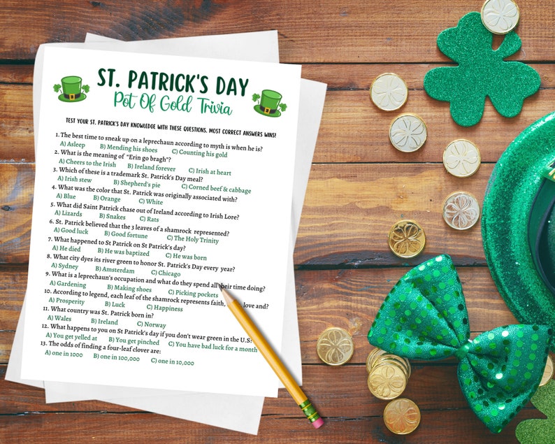 St Patrick's Day Trivia Game Printable St Patricks Day - Etsy