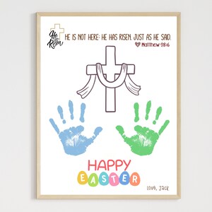 Christian Easter Handprint Craft Printable, DIY Religious Keepsake Art Kids Sunday School Church Preschool Homeschool Activity Bible Lesson