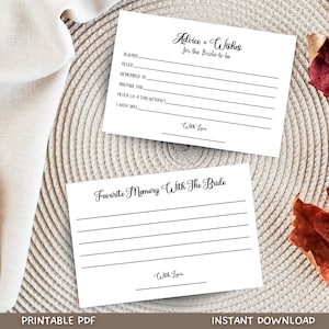 Tarjeta de deseos y consejos de despedida de soltera imprimible, recuerdo favorito con la novia, juegos minimalistas de fiesta de despedida de soltera, tarjeta de consejos de boda