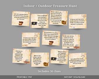Indoor & Outdoor Treasure Hunt For Kids, Scavenger Hunt Clues, Birthday Treasure Hunt, Teen Tween Treasure Hunt, Printable Games For Kids