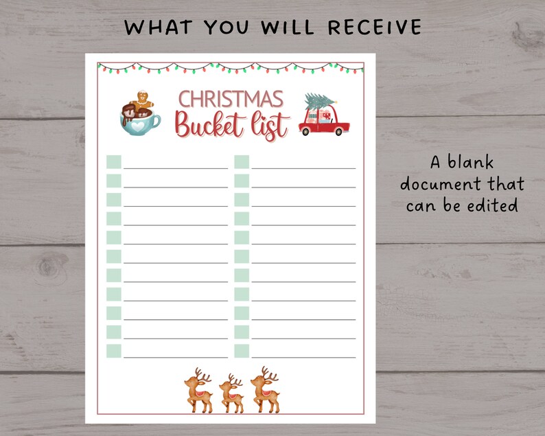 Christmas Bucket List Editable Printable Custom Bucket List - Etsy
