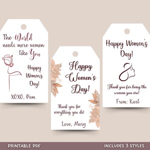 These Happy Womens Day gift tags are customized and printable. These are not an instant download but will be sent pretty quickly once purchased! Simply download, print, use a hole punch to put a ribbon in and gift away!