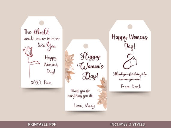 Customized Happy Women's Day Gift Tags Printable, Editable Personalized Feminist Gift Tags, Strong Empowered Women, Gift Ideas For Women