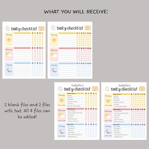 Kids Daily School Checklist Schedule Printable, Editable Chore Chart, Daily Routine Responsibility Chart, Homeschool Planner To Do List zdjęcie 3