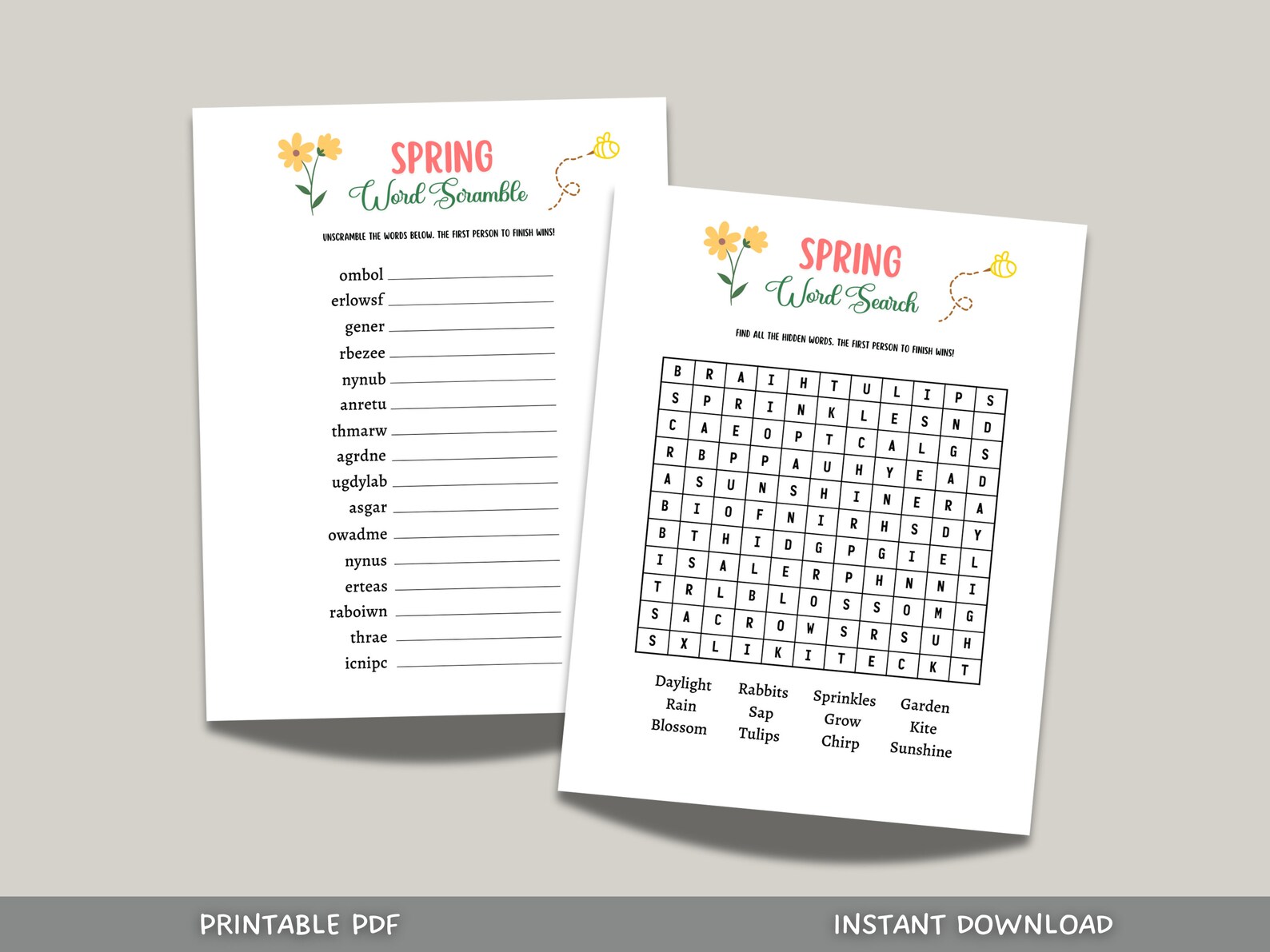 Spring Word Search Game Printable, Spring Activity Adults and Kids ...