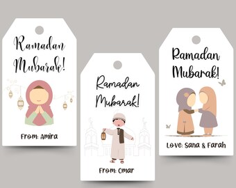 Editable Kids Ramadan Mubarak Gift Tags Printable, Custom Ramadan Kareem Gift Tags For Kids, Happy Ramadan Tags, Personalized Gift Tags