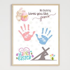 Happy Easter Handprint Craft Printable, DIY Gift Religious Christian Art for Kids Baby Toddler Sunday School Preschool Activity Homeschool