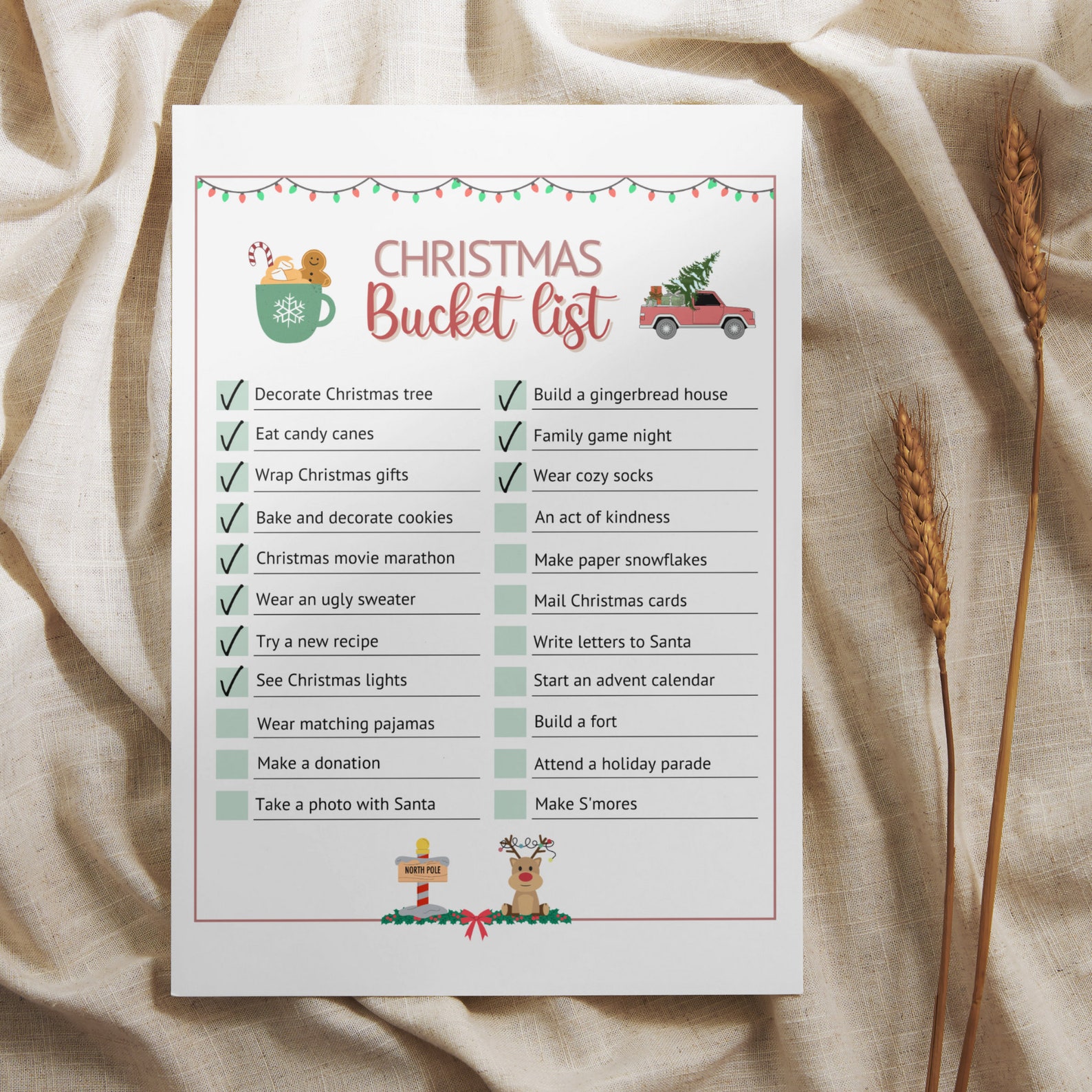 Christmas Bucket List Editable Printable, Custom Bucket List, Xmas ...