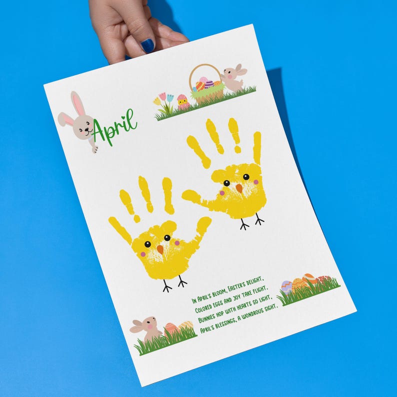 April Handprint Footprint Crafts Printable, DIY Art Kids Preschool ...