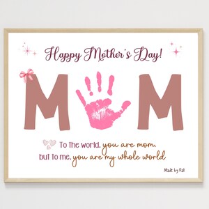 Mom Handprint Craft for Kids Printable, Mothers Day Mommy DIY Hand Wall Art Activity Birthday Gift from Child Baby Toddler Teacher Resources