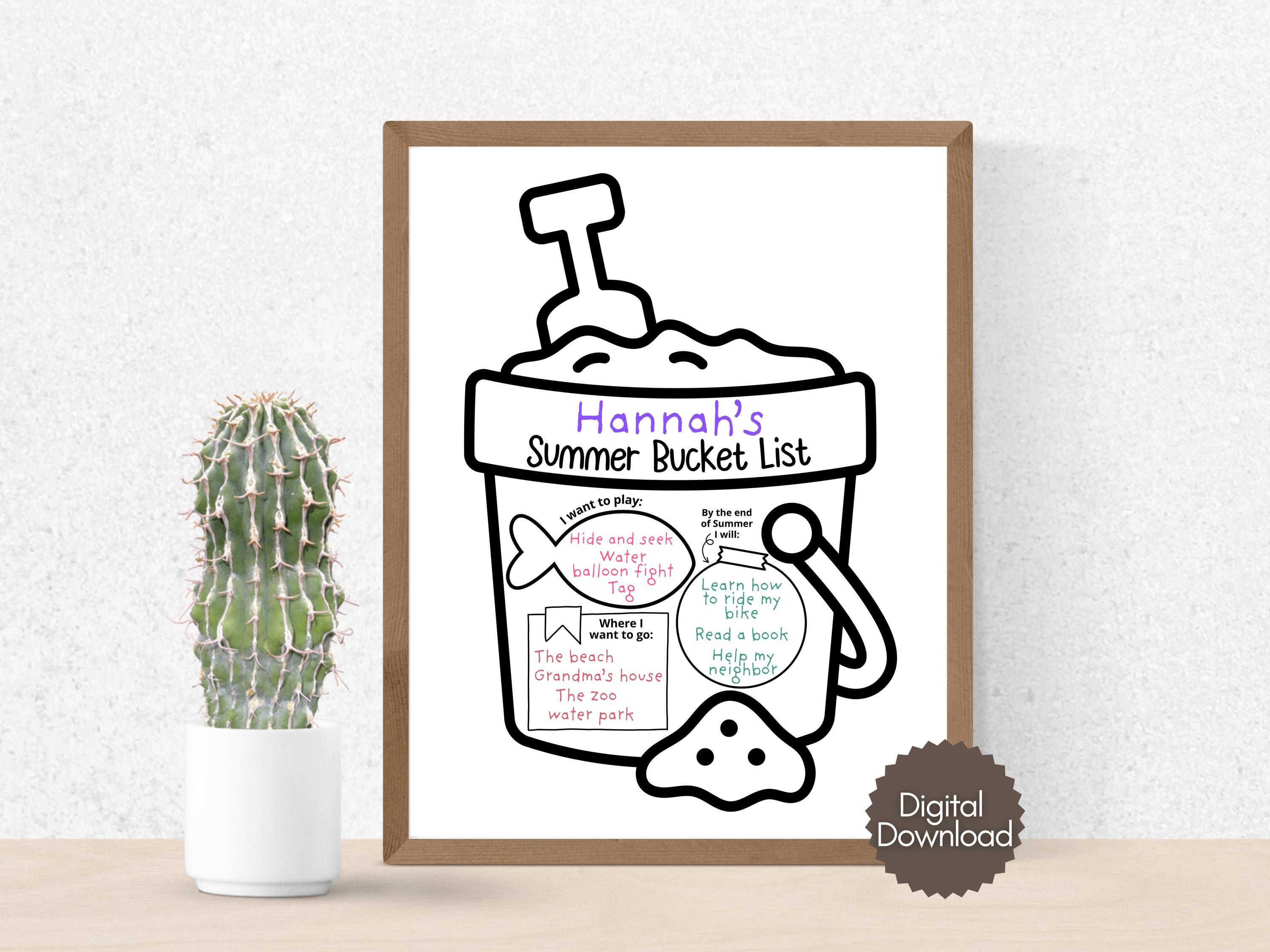 Summer Bucket List Craft for Kids Printable, End of School Year ...
