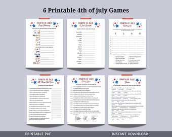 4th of July Party Games Printable, Independence Day Patriotic American Trivia Games, Fourth of July Fun Family Activity for Kids and Adults