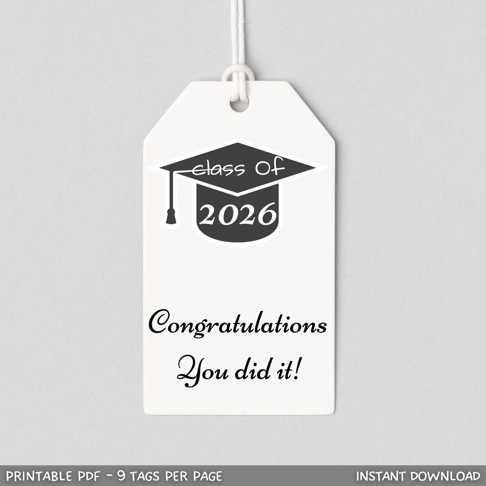 Graduation Gift Tags Printable, Class of 2026 Congrats Grad Senior ...