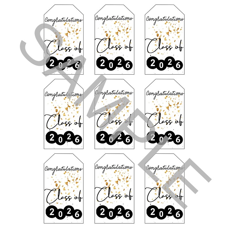 Printable Graduation Gift Tags, Class of 2026 Congrats Grad Simple ...