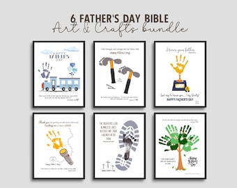 Father's Day Bible Crafts Kids Printable Bundle, DIY Handprint Footprint Art Sunday School Christian Toddler Activity Gift for Dad Grandpa