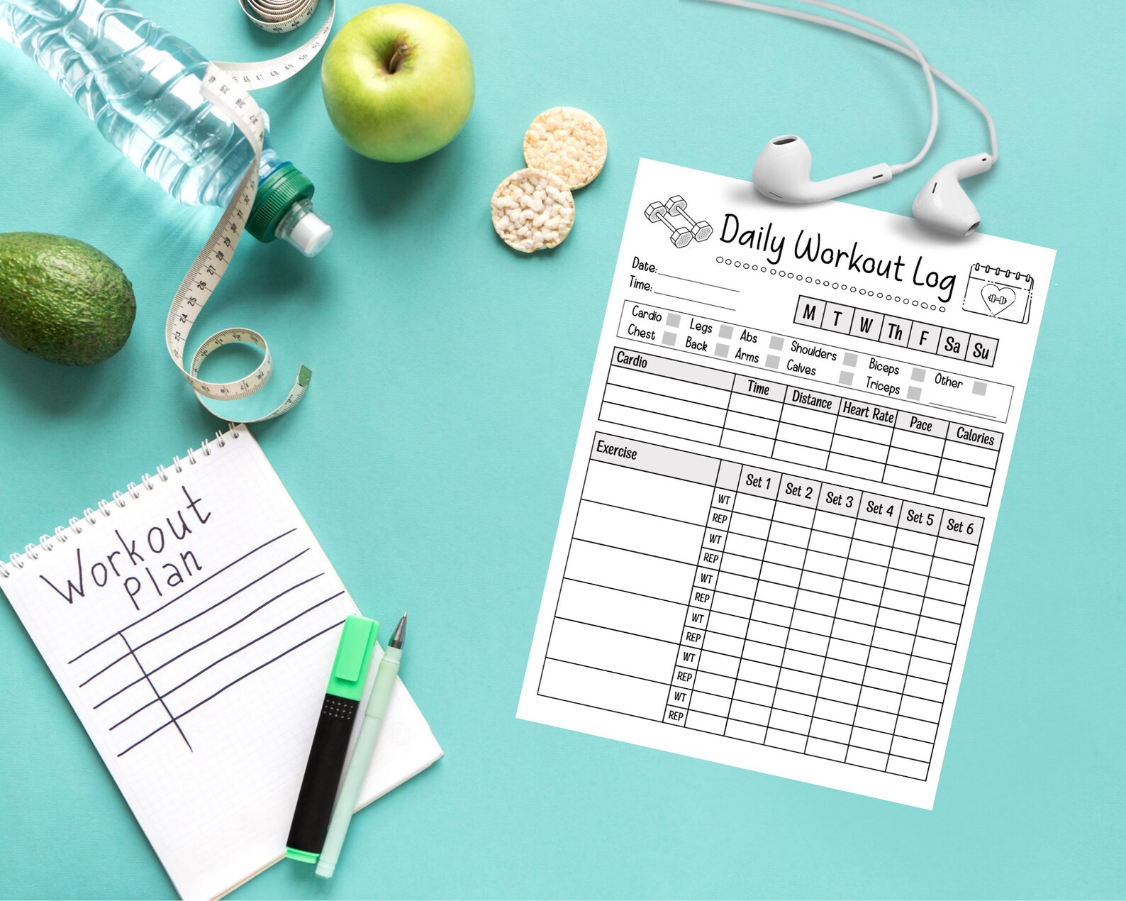 Daily Workout Log Printable Exercise Planner Fitness Planner Etsy