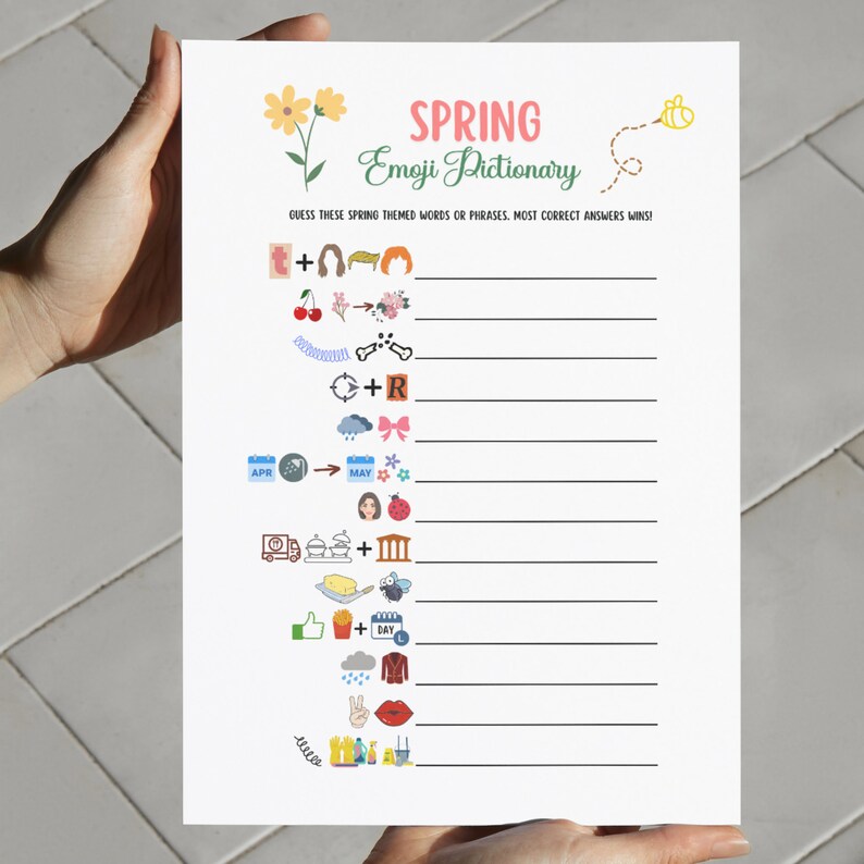 Spring Emoji Riddles Spring Emoji Pictionary Game Printable, Spring Activities for Kids ...