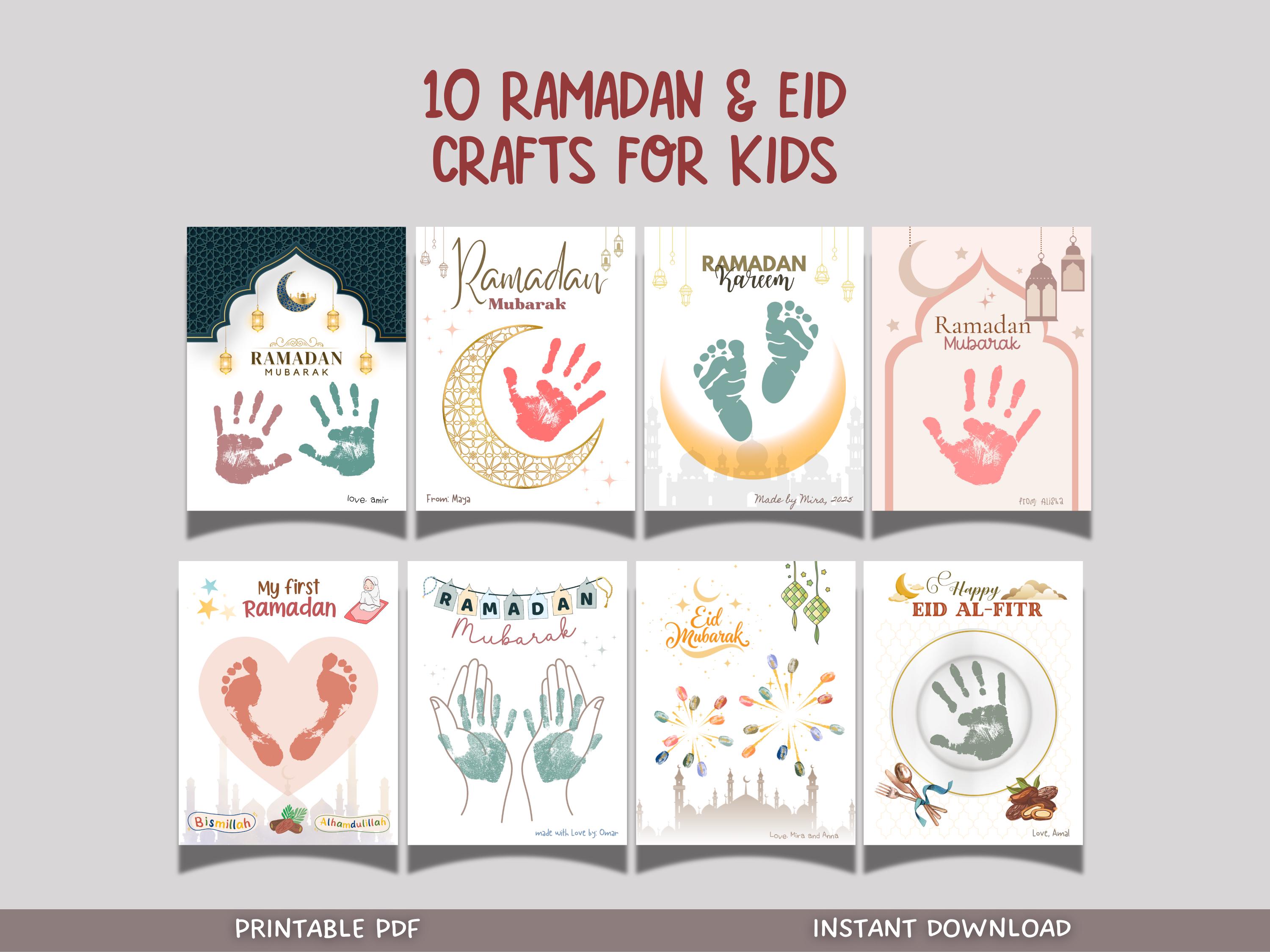Ramadan Handprint Footprint Crafts Printable, Eid DIY Art Holiday…