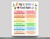 Rainbow Food Chart For Kids, Kids Nutrition Chart Healthy Food Tracker, Healthy Eating Kids Nutrition Activity, Eat The Rainbow Checklist