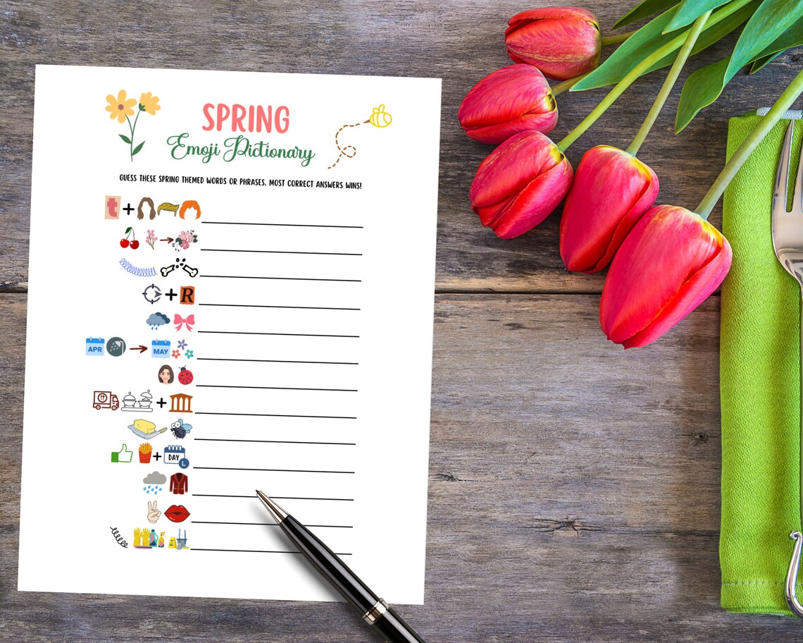 Spring Emoji Pictionary Game Printable Spring Activities for Etsy