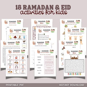 Ramadan Activity Pack Printable Eid Islamic Worksheets for Kids Classroom Homeschool Fun Learning Muslim Activities Word Search Coloring PDF