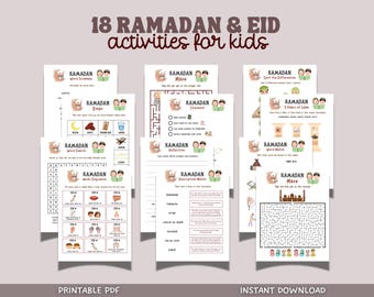 Ramadan Activity Pack Printable Eid Islamic Worksheets for Kids Classroom Homeschool Fun Learning Muslim Activities Word Search Coloring PDF