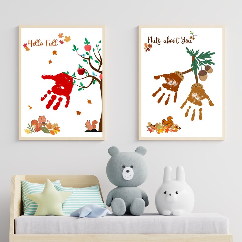 Fall Handprint Crafts Printable, DIY Autumn Art for Baby Toddler Kids ...