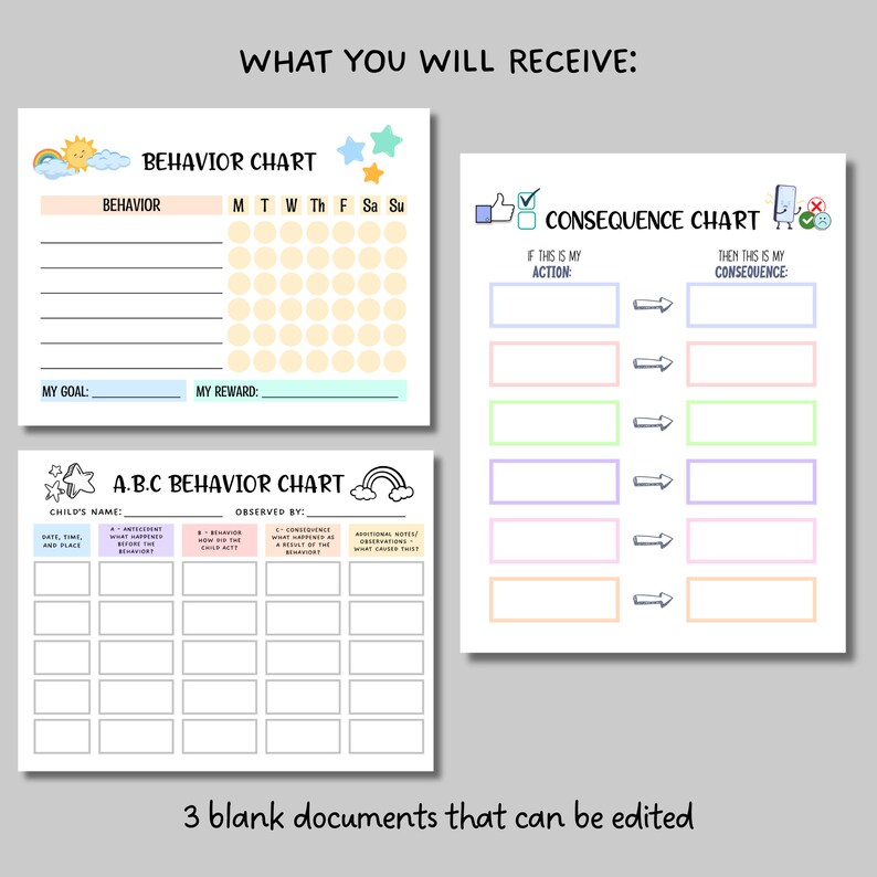 Behavior Consequence Chart Editable, Kids ABC Behavior Chart Printable ...