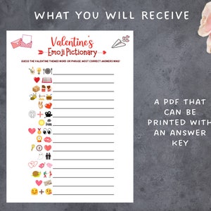 Valentine's Day Emoji Pictionary Game Printable Fun Emoji - Etsy