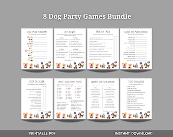 Juegos de fiesta de cumpleaños de perros imprimibles, juegos de patas de cachorros, juegos de ducha de cachorros, juegos de cumpleaños de cachorros, día de adopción de perros, actividades de fiestas de perros