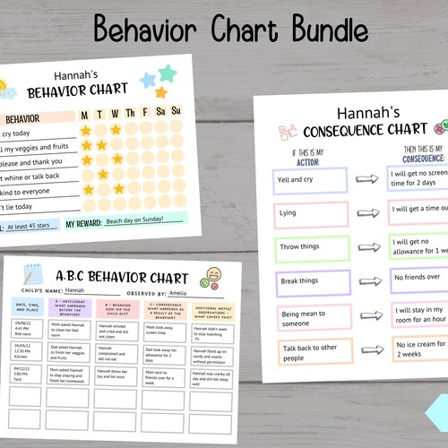 Editable Behavior Consequence Chart PDF Consequence for My Etsy
