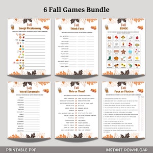 Fall Games Bundle Printable, Fall Time Family Activities, Fall Activity ...