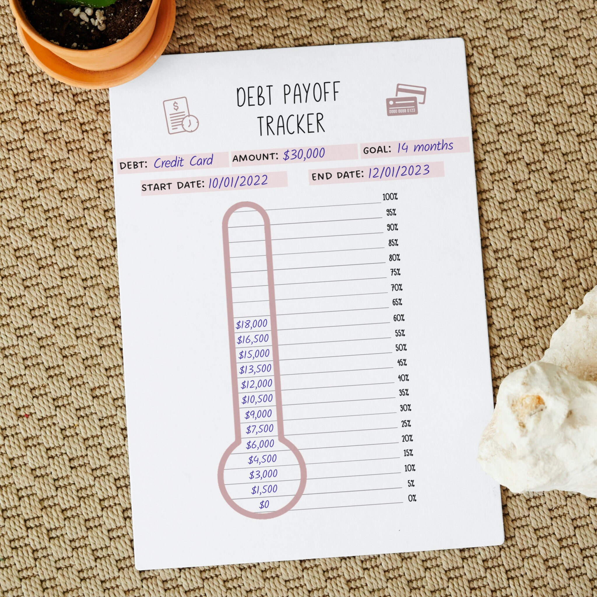 Debt Tracker Printable, Credit Card Debt Payoff Tracker, Visual Tracker ...