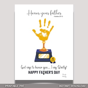 Father's Day Bible Craft Kids Printable, DIY Handprint Religious Art Sunday School Card Activity Gift for Dad Grandpa from Christian Toddler
