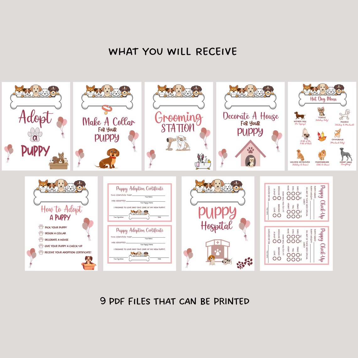 Puppy Party Signs Printable, Adopt a Puppy Party Games, Dog Adoption ...
