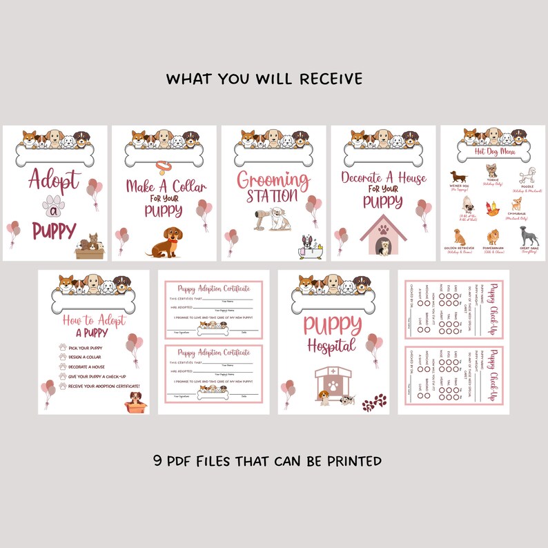 Puppy Party Signs Printable, Adopt a Puppy Party Games, Dog Adoption ...