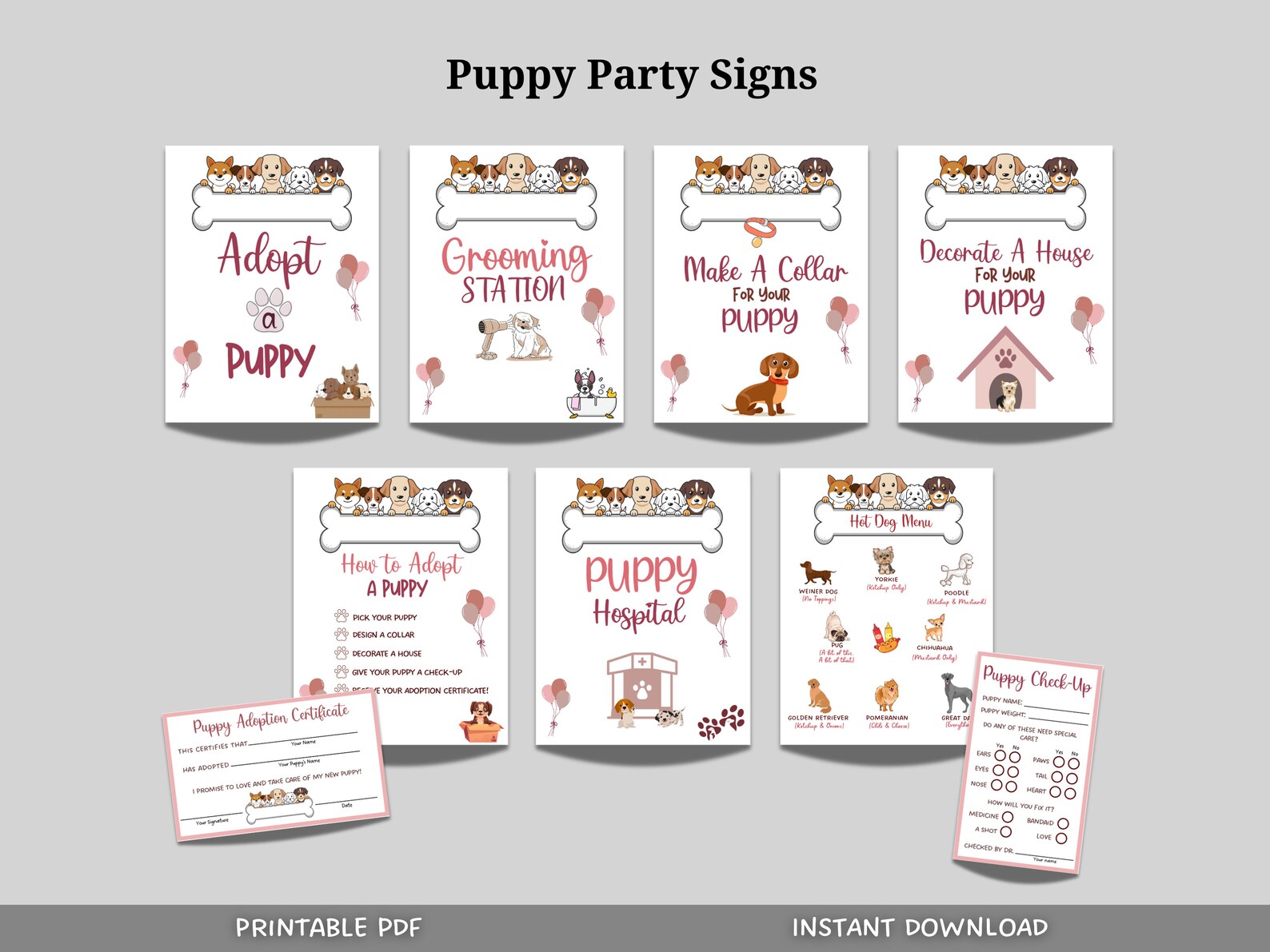 Puppy Party Signs Printable, Adopt a Puppy Party Games, Dog Adoption ...