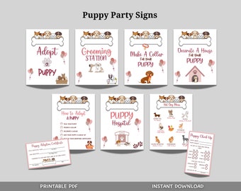 Puppy Party Signs Printable, Adopt a Puppy Party Games, Dog Adoption Birthday Party, Puppy Adoption Station, Puppy Pawty, Dog Lover Birthday