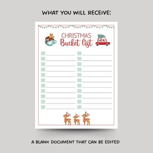 Christmas Bucket List Editable Printable, Custom Bucket List, Xmas ...