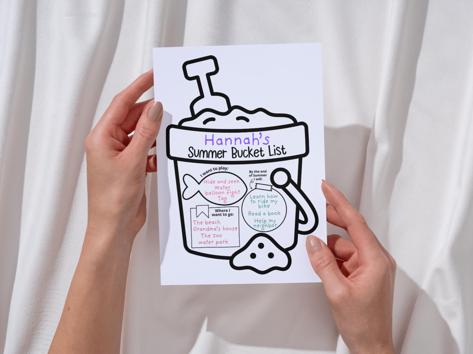 Summer Bucket List Craft for Kids Printable, End of School Year ...