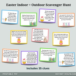 Easter Scavenger Hunt Printable, Indoor Outdoor Easter Treasure Hunt Clues, Easter Activity for Kids, Easter Egg Hunt, Easter Party Games