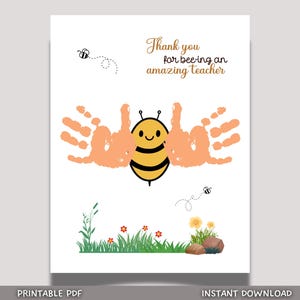 Teacher Appreciation Handprint Craft Kids Printable DIY End of Year Gift Keepsake Art for Pre-K Kindergarten Preschool End Of School Present