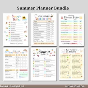 This summer planner bundle for kids is printable & an instant download. It is perfect to keep kids organized & a fun way for them to have opportunities to complete tasks, earn money or screentime & teach them the importance of working hard!