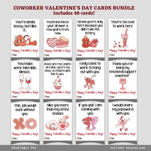 Funny Coworker Valentine's Day Retro Cards Printable Workplace Office Work Valentines Party Hilarious Gift for Colleague Staff Boss Employee