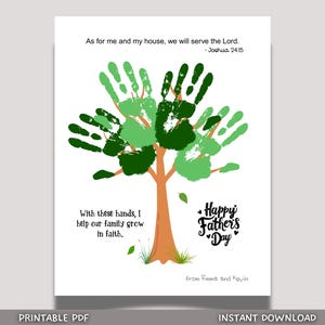 Father's Day Bible Craft Kids Printable, DIY Handprint Art Sunday School Card Activity Gift for Dad Grandpa from Christian Toddler Preschool