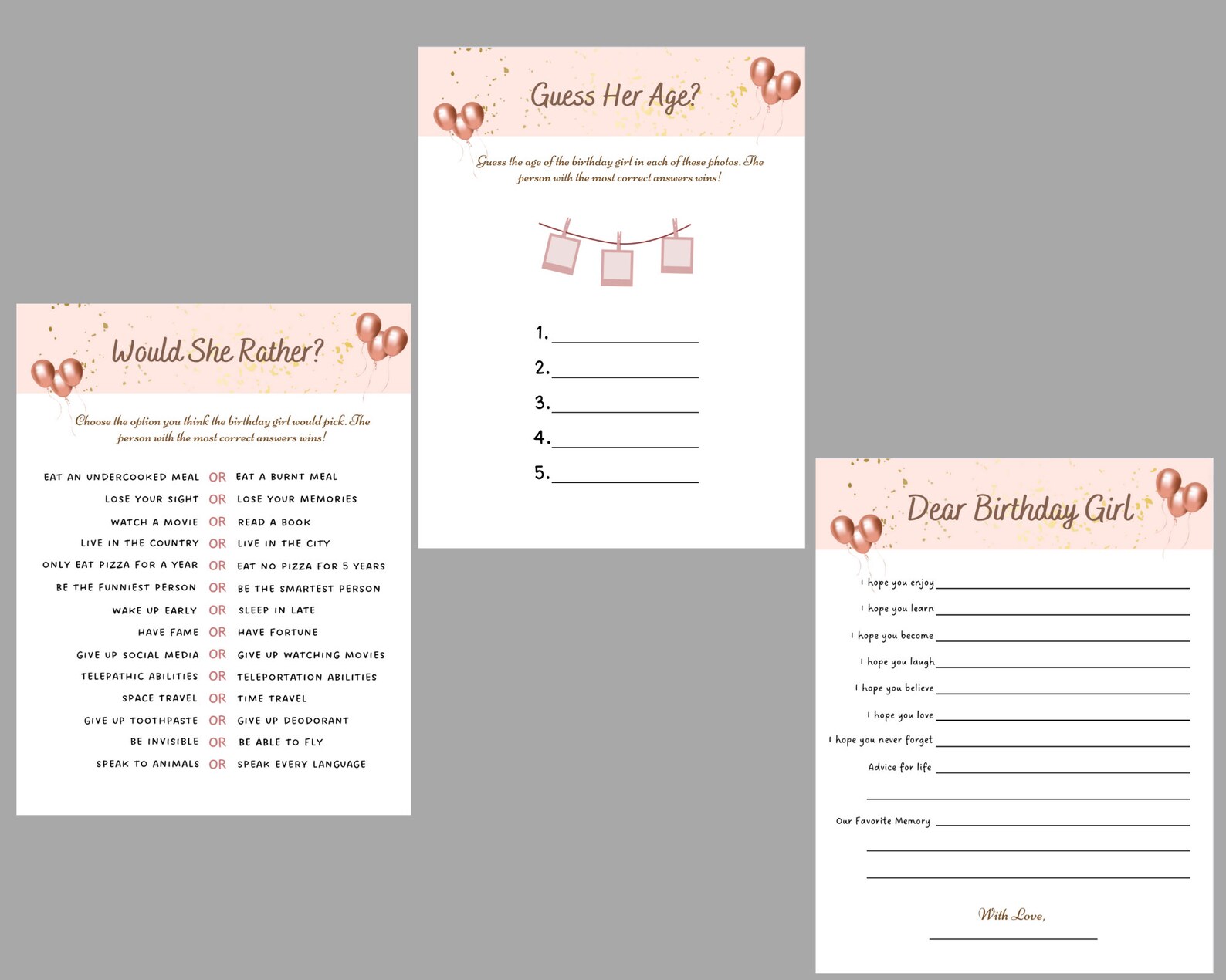 Teen Birthday Party Games Bundle Birthday Games for Her - Etsy