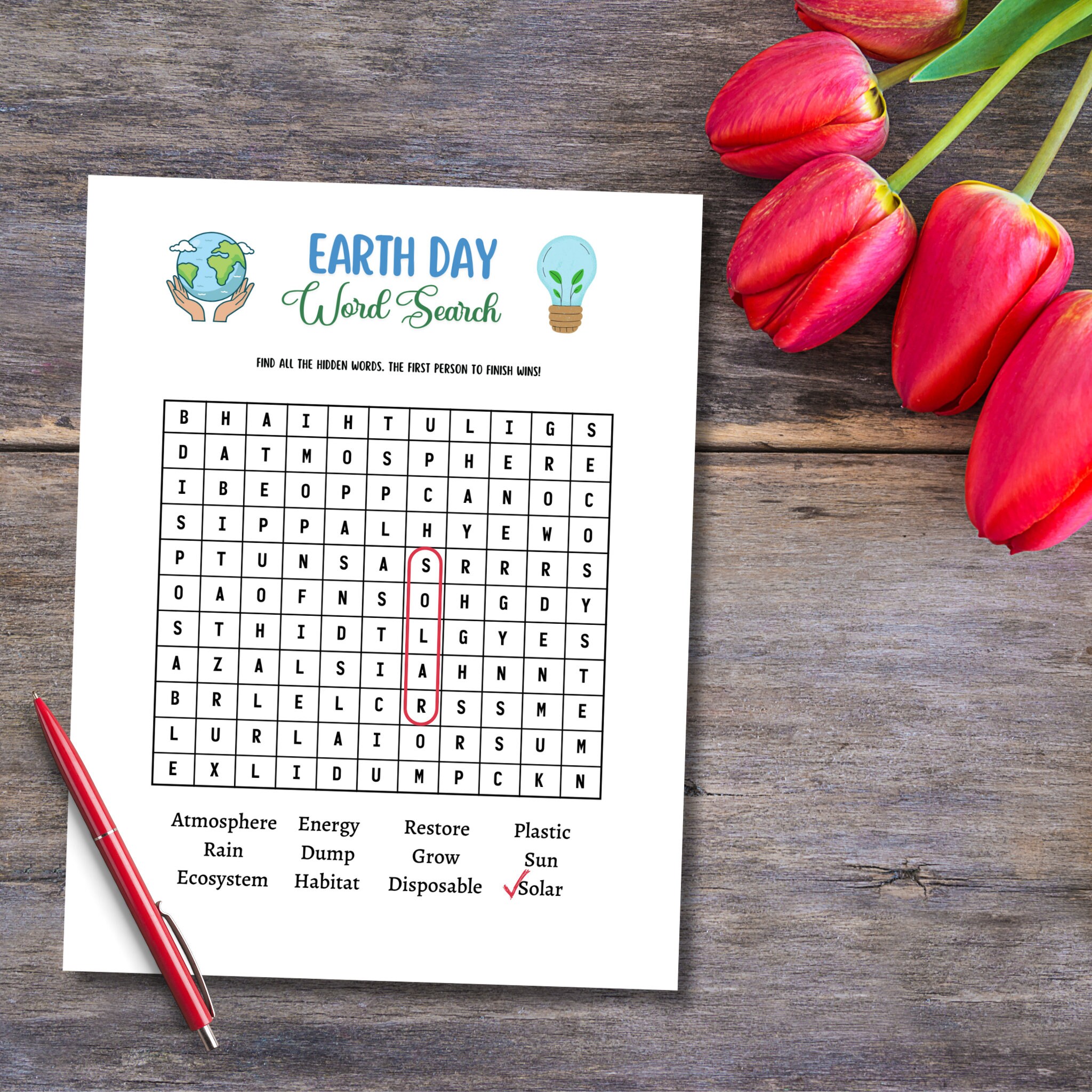 Earth Day Games Printable, Environmental Activity Word Search & Word ...
